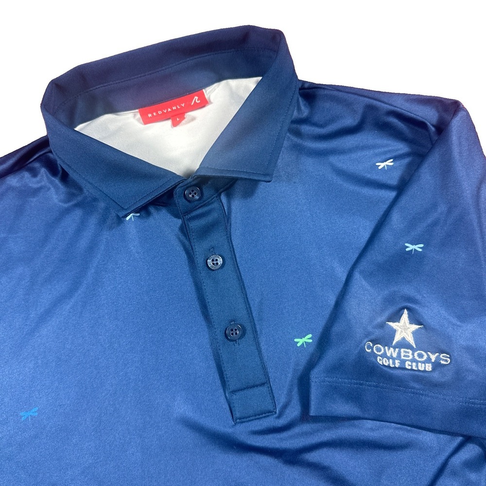 Redvanly Men's Dallas Cowboys Golf Club Polo Shirt Blue Large Dragonfly AOP